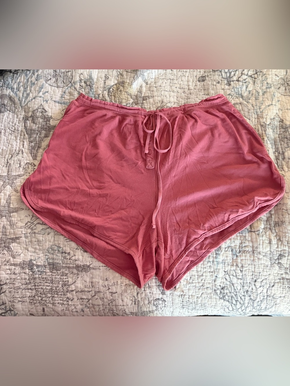 GAP Ribbed Drawstring Lounge Shorts - Rose Pink